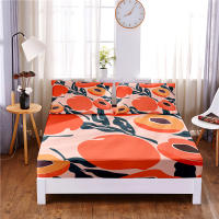 Cartoon Peach Digital Printed 3pc Polyester Fitted Sheet Mattress Cover Four Corners with Elastic Band Bed Sheet Pillowcases