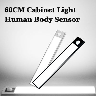 LED Cabinet Light Ultra-Thin 60CM USB Chargeable PIR Motion Sensor Kitchen Staircase Cabinet Lamp Aluminum Alloy Night Light