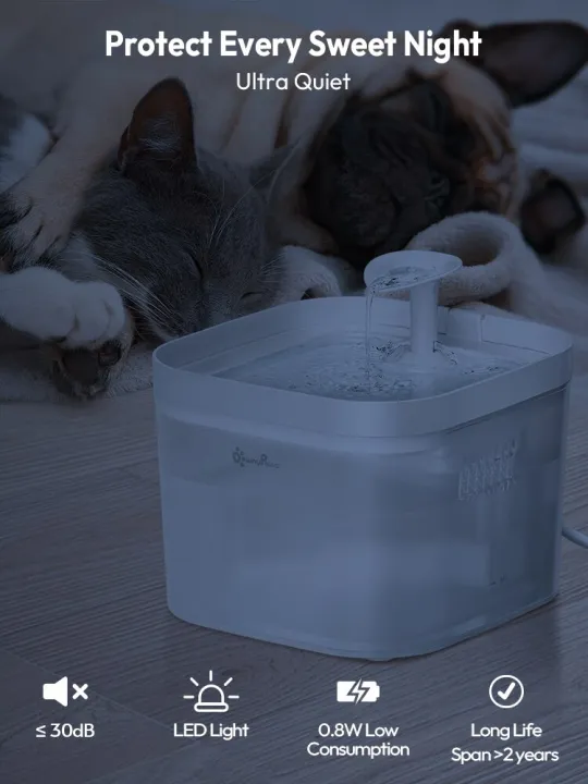 downypaws-2-2l-น้ำพุแมวอัตโนมัติที่ให้น้ำสุนัขตัวกรองโปร่งแสงสัตว์เลี้ยงดื่มน้ำที่ป้อนน้ำเซ็นเซอร์