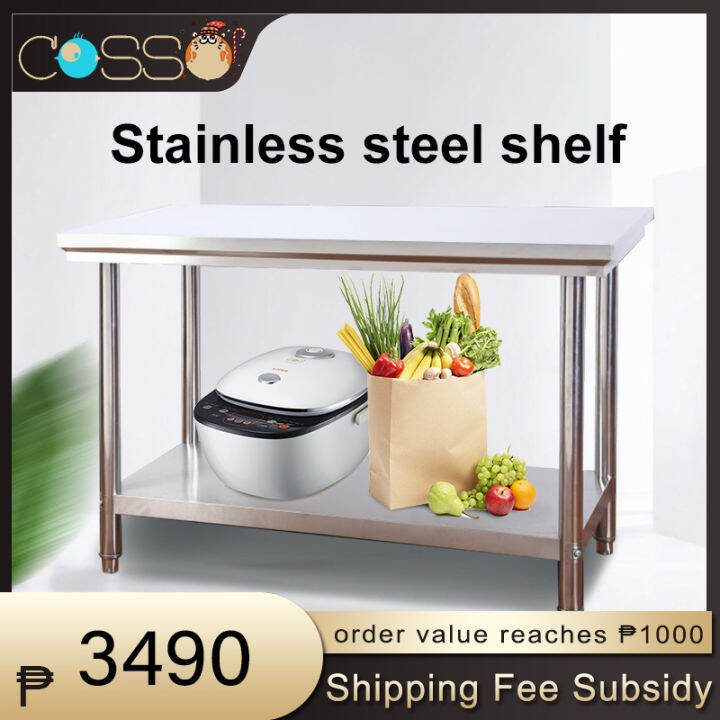 [COD][3 Months Warranty]Double deck stainless steel worktop dining