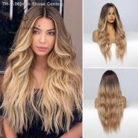 Blonde Unicorn Synthetic Wig Ombre Blonde Brown Long Wigs Middle Part Hair Wig Daily Natural Wavy Heat Resistant Fiber for Women [ Hot sell ] men Shose Center