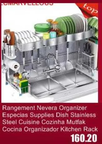 Nevera Dish Cosinha Cosina Accessories Organizadores De Keuken Stainless  Steel Cuisine Mutfak Cocina Organizador Kitchen Rack