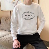 เสื้อสเวตเชิ้ตคอกลม SPOT Prada เสื้อสเวตเตอร์สไตล์ยุโรปพิมพ์ลายคอกลม Logo Huruf ใหม่คอกลมแฟชั่นชั้นสูงสุดระเบิดของผู้ชาย