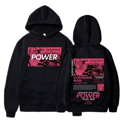 Anime Chainsaw Man Power Hoodies Manga Graphic Print Long Sleeve Sweatshirts Oversized Gothic Men Pullovers Harajuku Streetwear Size XS-4XL