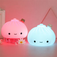 LED Chlidren Night Light Cute Bun Dumpling Cartoon Soft Silicone Night Lamp For Baby Kids Bedroom Bedside Lamp Christmas Gifts