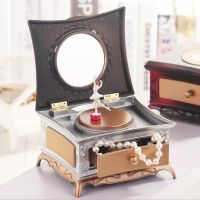 Classic Rotating Dancer Music Box Clockwork Hand Crank Music Box Women Jewelry Boxes Necklace Ring Storage Organizer Drawer