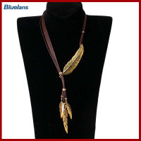 Bluelans®โบฮีเมียผู้หญิงRhinestone Featherจี้Fauxหนังเชือกสร้อยคอเครื่องประดับ