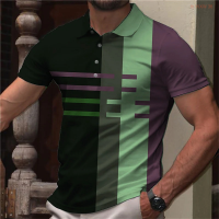 【high quality】  Mens Street Style 3d Geometric Printed Casual Short Sleeved Polo Shirt, Best-selling in 2023