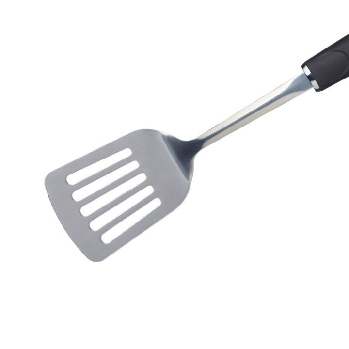 masterclass-soft-grip-handle-stainless-steel-slotted-turner-black-ตะหลิวใช้สำหรับปลา