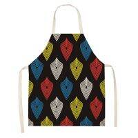 Kitchen Women Apron Color Geometric Printed Linen Adult Child Sleeveless Aprons Home Cleaning Tool