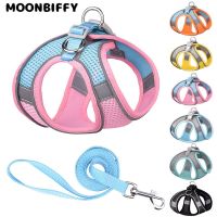 Pet Mesh Harness Vest Dog Cat Reflective Nylon Harness Collars Outdoor Breathable Adjustable Chest Strap for Small DogsChihuahua