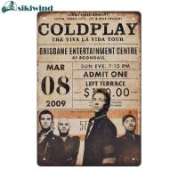 ภาพวาดเหล็กสี่เหลี่ยมแผ่นโลหะวินเทจ Coldplay ศิลปะบนผนังการตกแต่งบ้าน