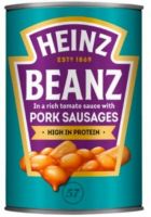 Heinz Baked Beanz with Pork Sausages in Tomato Sauce 415g ไฮนซ์ ถั่วอบกับไส้กรอกหมูในซอสมะเขือเทศ 415กรัม