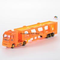 ProudNada Toys ของเล่นเด็กโมเดลรถเหล็กรถรถเทรลเลอร์ขนรถยนต์ DIE CAST METAL CAR 1:64 NO.595-H-4