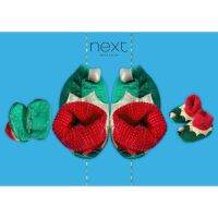 ✅ [6-12M/UK2] Next Red/Green Elf Slippers รองเท้าใส่ในบ้าน เอลฟ์