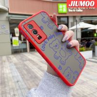 JIUMOO เคสสำหรับ VIVO Y76 5G Y76s Y74s 5G ลายการ์ตูนหมีน้อยบางขอบสี่เหลี่ยมด้านข้างดีไซน์ใหม่มีน้ำค้างแข็งโปร่งใสกันกระแทกแข็งเคสมือถือปลอกซิลิโคนคลุมทั้งหมดปกป้องกล้อง Softcase