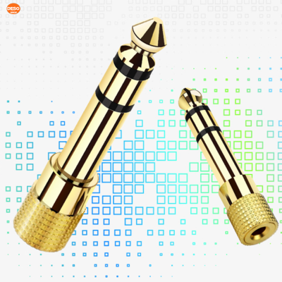 แจ็คอะแดปเตอร์แปลง 3.5mm to 6.35mm Jack Converter Adapter  (Gold)