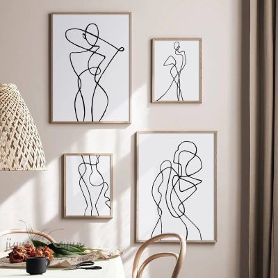 บทคัดย่อผู้หญิง Body Line ผ้าใบโปสเตอร์ Nordic ตกแต่งภาพ Wall Art พิมพ์ภาพวาดบทคัดย่อ Scandinavian Home Decor