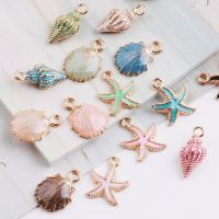 【YF】┅☜  MRHUANG 10pcs Coloful starfish Sea Enamel Charms Necklace Jewelry Accessory