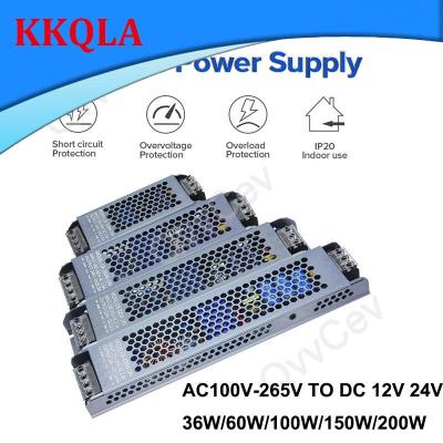 QKKQLA AC110 220v to DC 12V 24V LED Strips Driver Power Supply Lighting Transformers Adapter Switch 36W 60W 100W 150W 200W