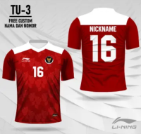 Kaos Atasan  t shirt  Jersey Sepakbola sea games 2022 Timnas Indonesia Lining away  home  Putih Merah t shirt Jersey lining sea games Terbaru-13(free custom name number)