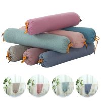 Cylindrical Bolster Pillowcase Double Drawstring Design Bed Sofa Neck Back Waist Support Body Cushion Cover Candy Pillow Cover