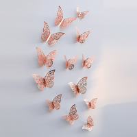 12 PcsSet 3D Wall Mirror Stickers Hollow Butterfly for Kids Rooms Home Wall Decor DIY Decals Fridge Stickers Room Decoration