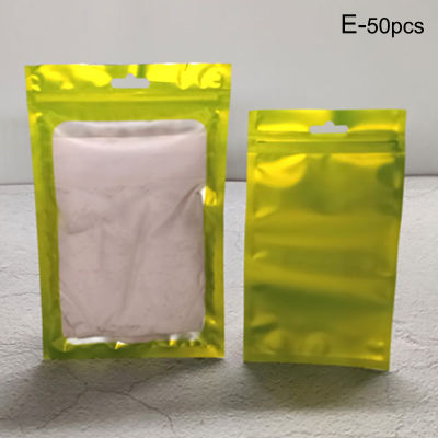 Yurongfx 50ชิ้นสีรุ้งถุงปิดผนึกถุงซิปล็อกนำมาใช้ใหม่กระเป๋าใส่ของกระเป๋าแต่งหน้าโปร่งแสงกันน้ำ