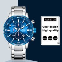 KAT-WACH 3101 Mens Watches Simple New Waterproof Six-Hand Three-Eye Man Watch Steel Band Calendar Quartz Sports Men Watches