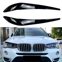 1 Pair Car Front Headlight Eyebrow Eyelid Lamp Light Eyebrows Glossy Black Carbon Sticker For BMW X3 F25 X4 F26 2014-2017 ABS