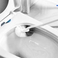 Multi-function Head Plastic Toilet Brush Curved Bathroom Cleaning Scrubber Bending Thicken Handle Corner Brush PP Holder