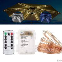 LED Parasol String Lights Outdoor Patio Umbrella Lights with Remote Control Waterproof for Camping and Backyard Holidays