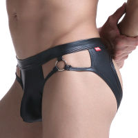 【 Cw】 Men Underwear Jockstrap Mens s And G Strings PU Leather Underwear Men เร้าอารมณ์อวัยวะเพศชาย s String Homme