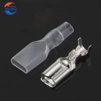 100Sets(200pcs) Female Spade Connector 4.8 Crimp Terminal with Insulating Sleeves Cold Pressed Terminals Lock