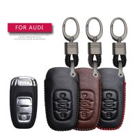 【cw】 KUKAKEY Car Accessories Key Cover Case For Audi A6 C6 C5 4F C8 A3 8P 8L 8V A4 B8 B6 B9 B7 Hand woven Smoky Grey Metal Keyring