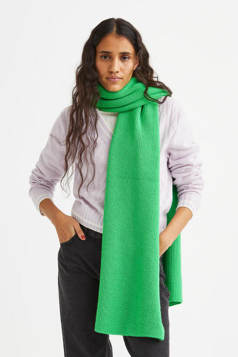 H&M - Rib-knit scarf - Green Bright | Lazada PH