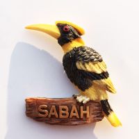 Malaysia Sabah Hornbill Three-Dimensional Hand-Painted Tourist Commemorative Crafts Magnet Refrigerator Stickers With Gifts 【Refrigerator sticker】❍❦