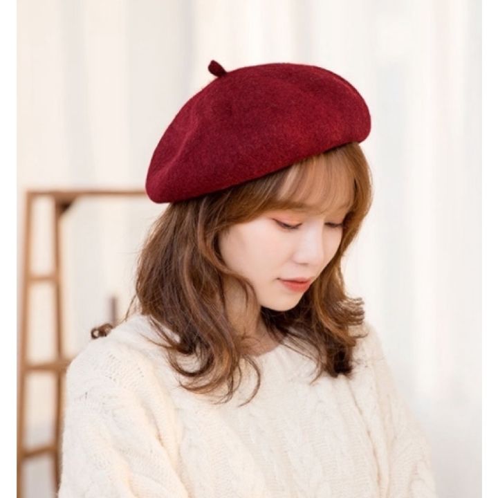 หมวกเบเร่ย์-สีล้วน-cap-hat-หมวกแฟชั่น-หมวกเกาหลี-หมวกหน้าหนาว-พร้อมส่ง