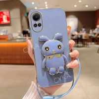 เคสคลังสินค้าพร้อม OPPO Reno10 Pro 5G 10Pro + ปลอกโทรศัพท์มือถือสำหรับ OPPO Reno10 Pro + ขายึดกระต่ายน่ารักพร้อมเคสนิ่มสายคล้องมือเคสมือถือ Reno 10 5G