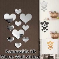 PS Store 10PCS Mural Decal 3D Mirror Wall Sticker Love Heart Removable Stickers Living Room Decoration Wall