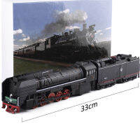 โมเดลของเล่น Diecast1:87 ScaleClass QJ2 No.0001 Gas-Power Locomotive TrainPull BackSound &amp; Light CarClassical