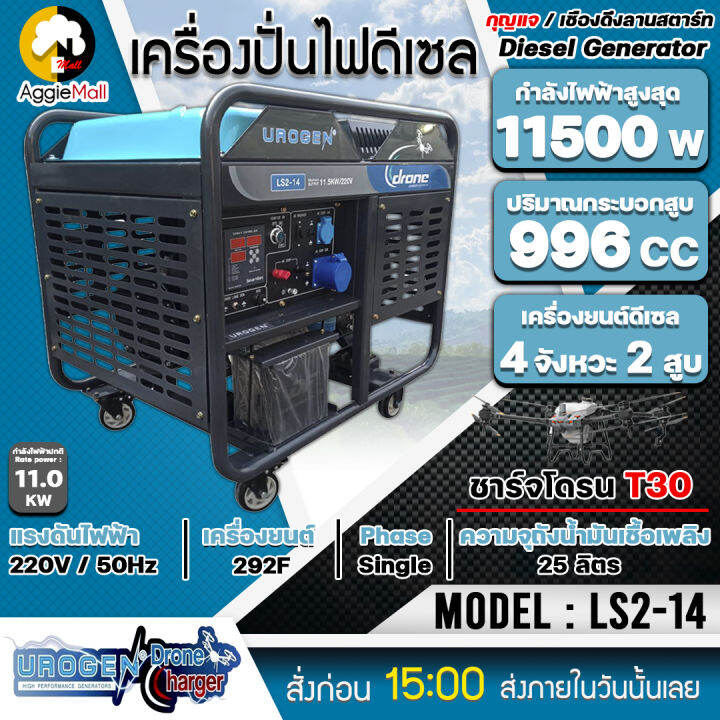 urogen-เครื่องปั่นไฟ-ดีเซล-รุ่น-ls2-14-220v-11500วัตต์-เครื่องยนต์-4จังหวะ-2-สูบ-กุญแจสตาร์จ-ปั่นไฟ-จัดส่ง-kerry