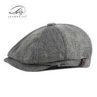 ℗⊕۩ Gorra de cáñamo de imitación transpirable para hombre y mujer boina informal Retro de Color sólido octagonal fina para primavera y verano