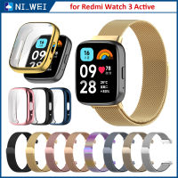 สำหรับ Redmi Watch 3 Activeสายและตัวเรือนโลหะแบบ Milanese สายรัดข้อมือแม่เหล็กตาข่ายสแตนเลส