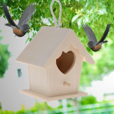 Birds nest natural wooden house creative heart-shaped parrot hanging cage
