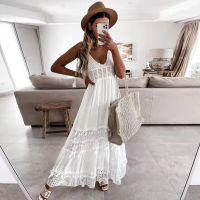 2022 fashion summer dresses Plus Size Womens Dresses boho slip long white lace beach dress