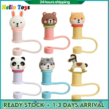 Straw Cover 6PCS Cartoon Reusable Straw Caps Decoration Animals