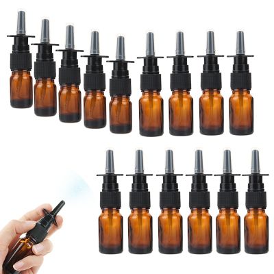 【CW】 8/15/24pcs 5ml 10ml Nasal Spray Bottle Glass with Sprayer Press Refillable Bottles