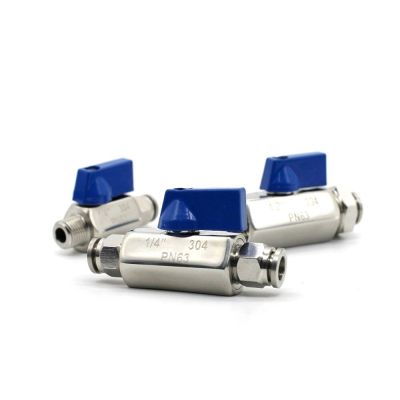1/8" 1/4" 3/8" 1/2" BSP Female Male x 4 6 8 10 12 16mm Push In Mini Sanitary Ball Valve Homebrew Beer SUS304 Stainless With Blue
