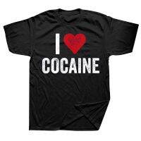 เสื้อยืดพิมพ์ลาย I Love Cocaine สำหรับผู้ชาย,เสื้อยืดแขนสั้น Kado Ulang Tahun ลายกราฟิกสไตล์สตรีทเสื้อผ้าสำหรับฤดูร้อน